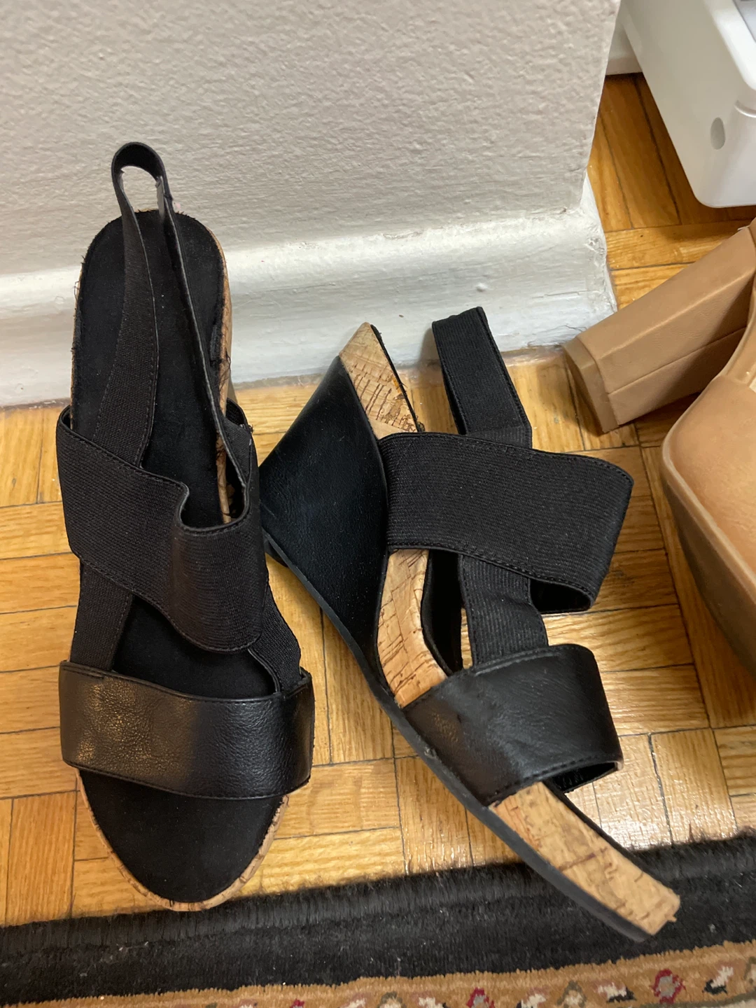 Black Wedge Sandals - Size 8 - photo 2