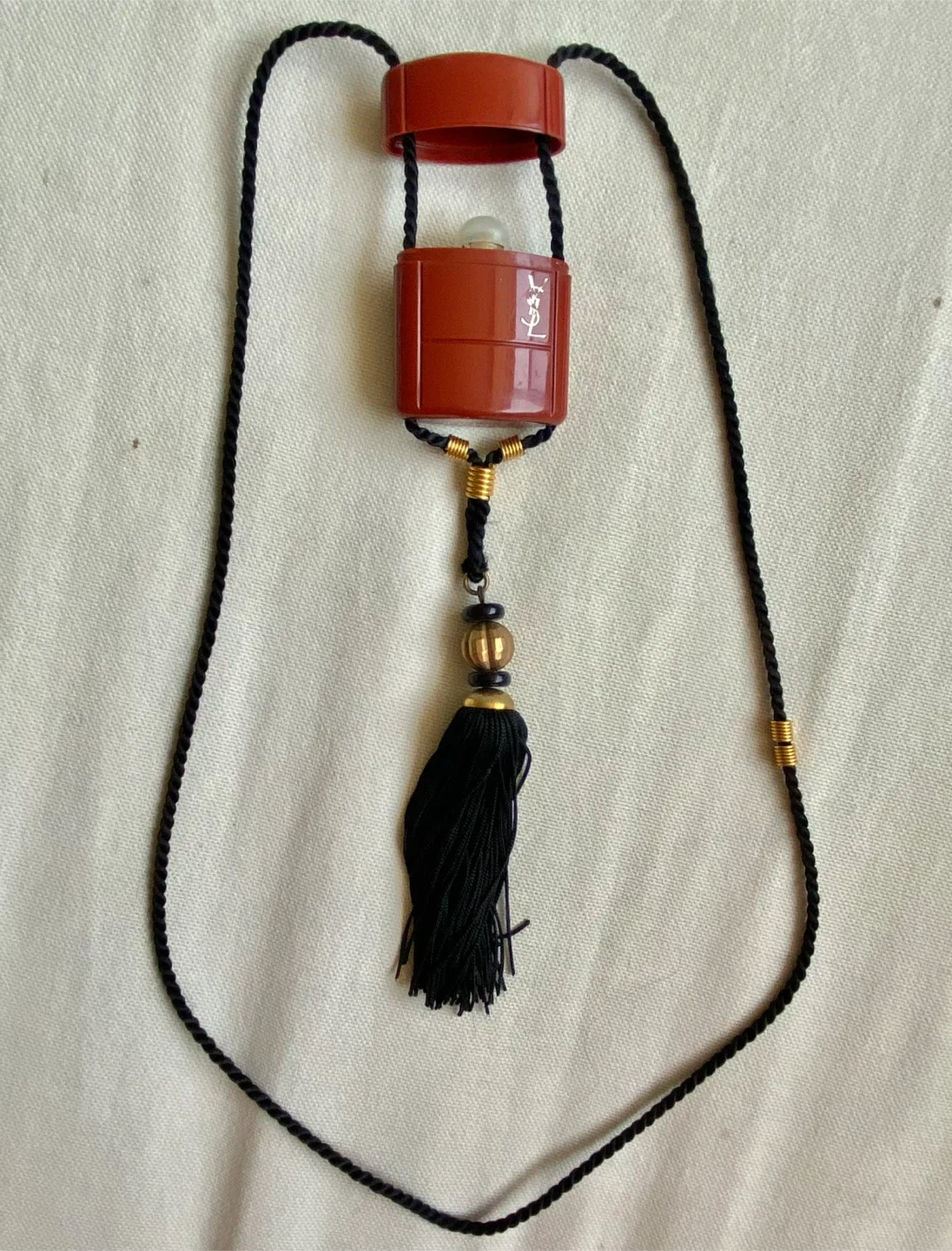 Vintage YVES SAINT LAURENT Ysl Opium Perfume Tassel Necklace image indicator(2)