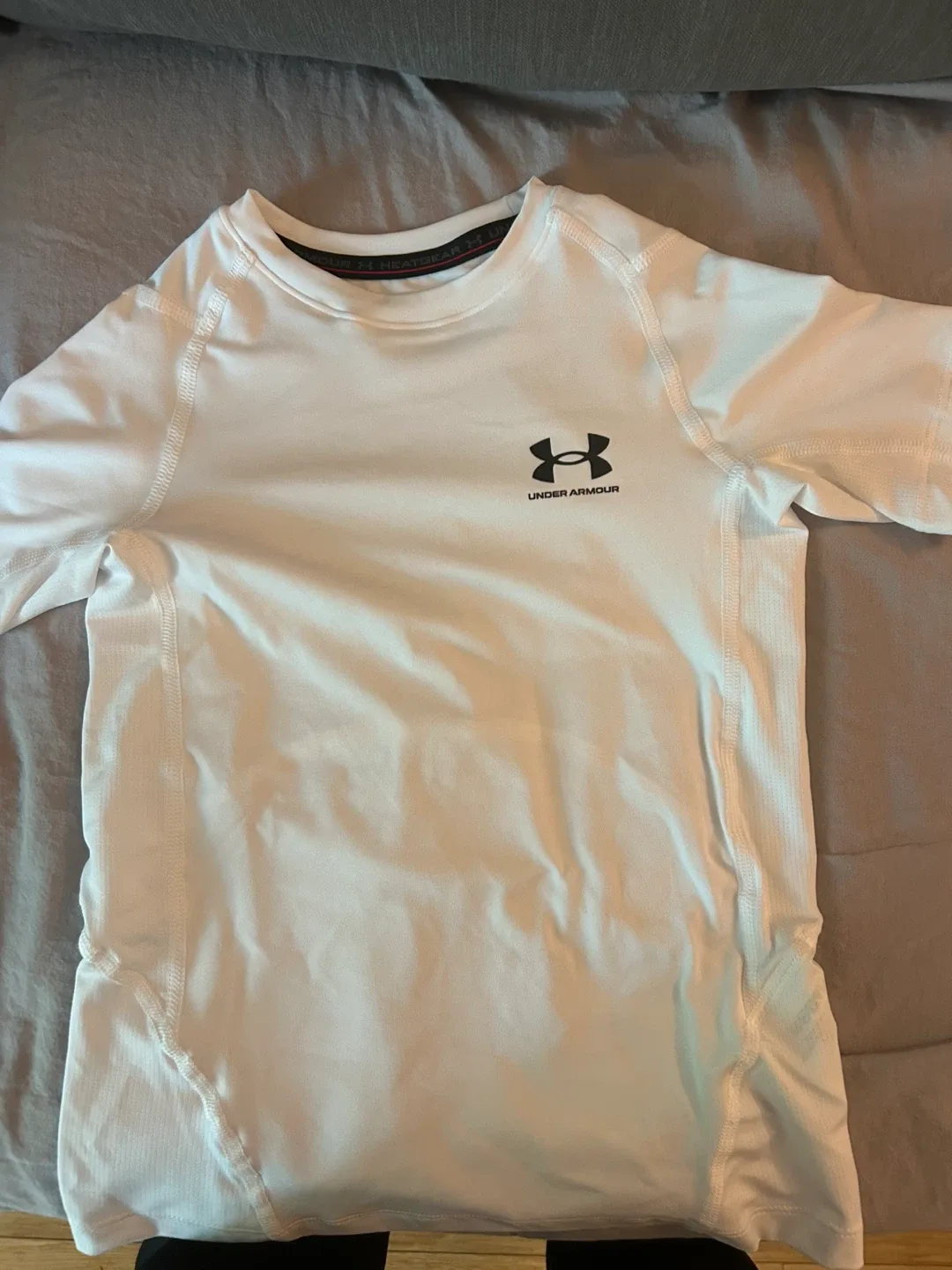 New Under Armour HeatGear Fitted Short Sleeve - White thumbnail