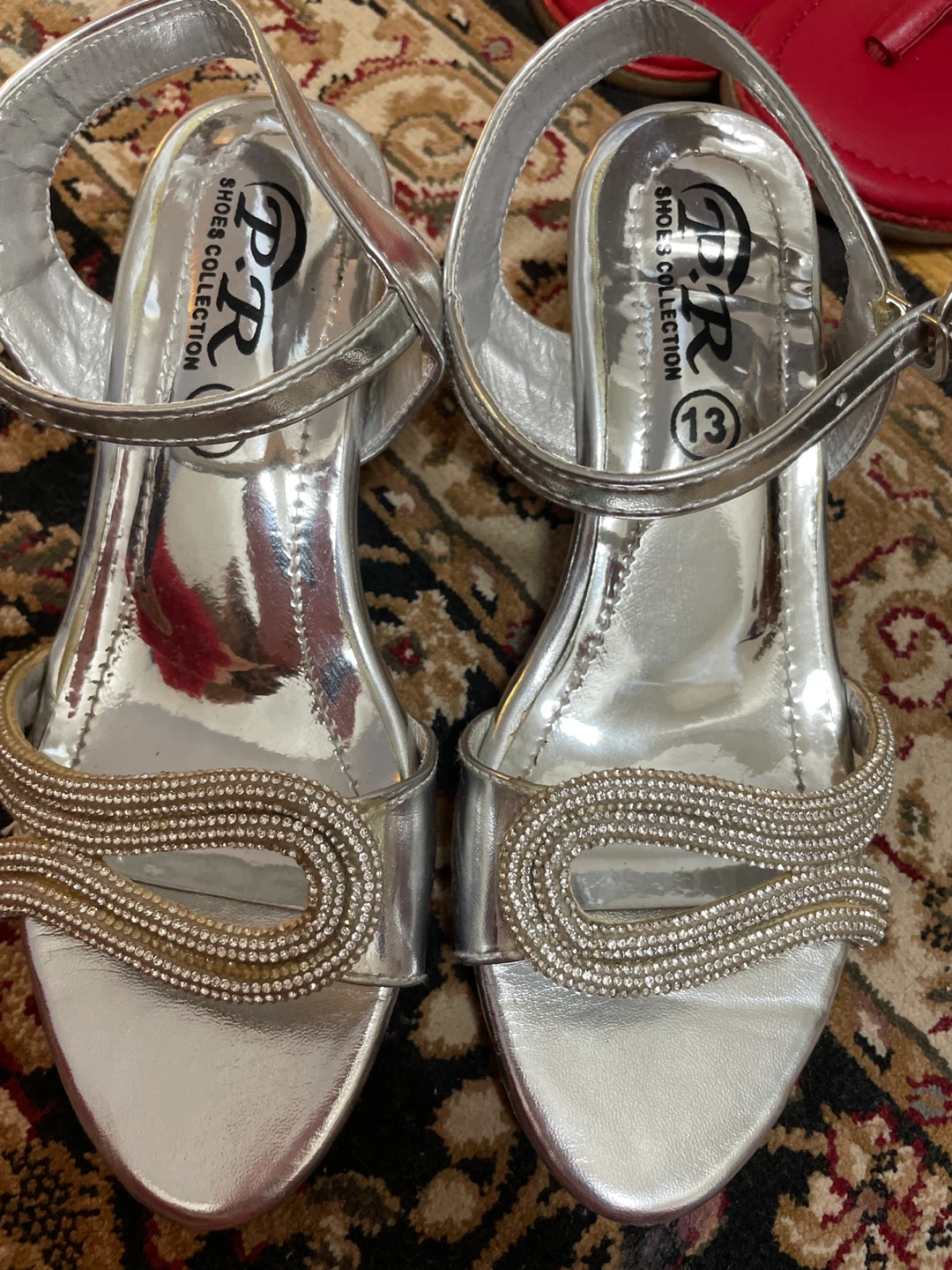 Silver P.R. Shoe Collection Sandals - Size 13