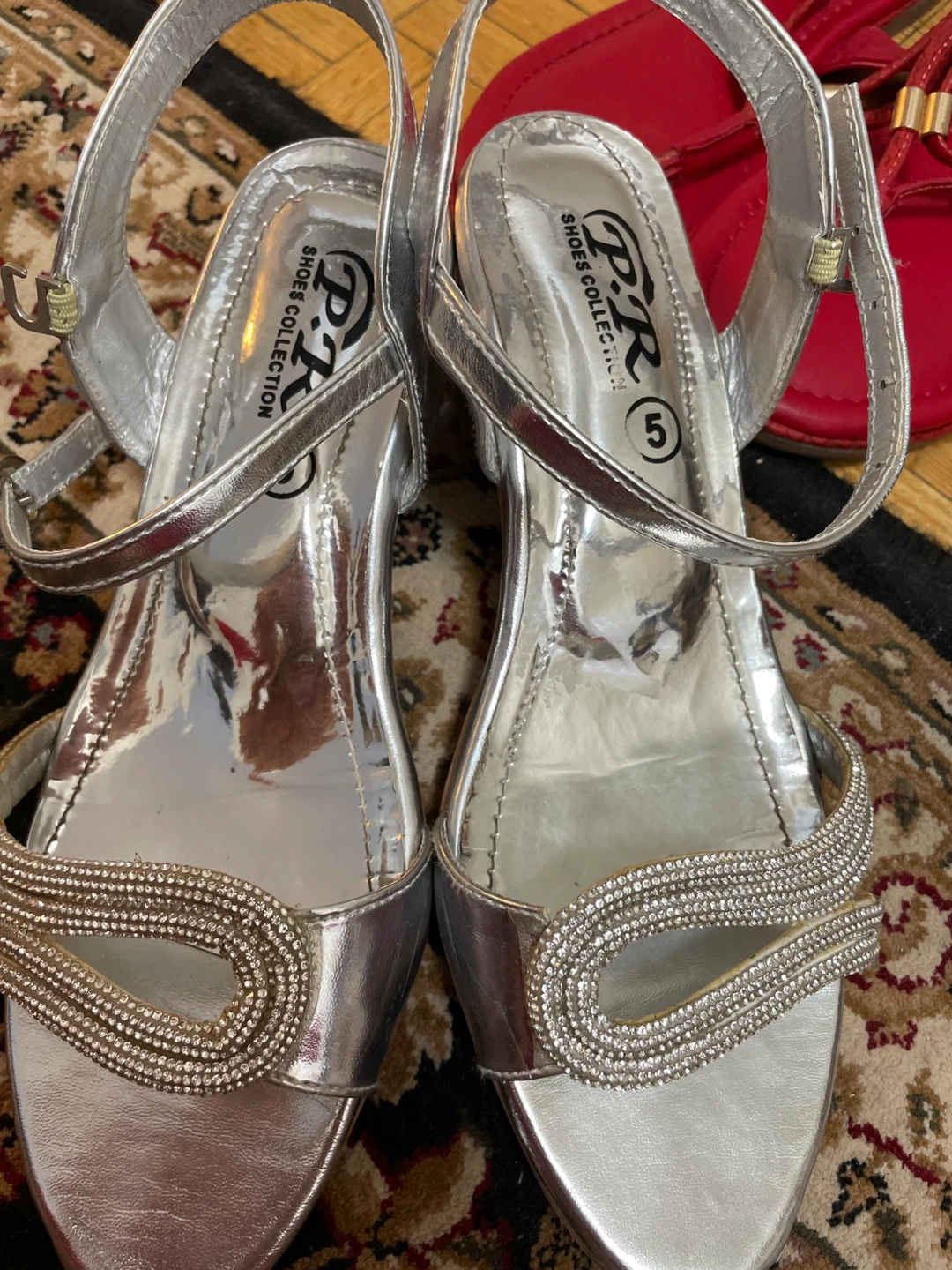 P.R. Shoes Collection Silver Heels - Size 5