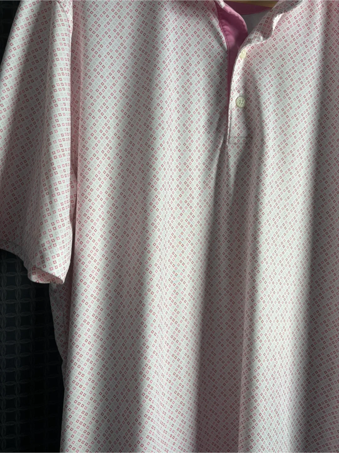 Johnnie-O Pink Patterned Golf Polo - Size L image indicator(5)