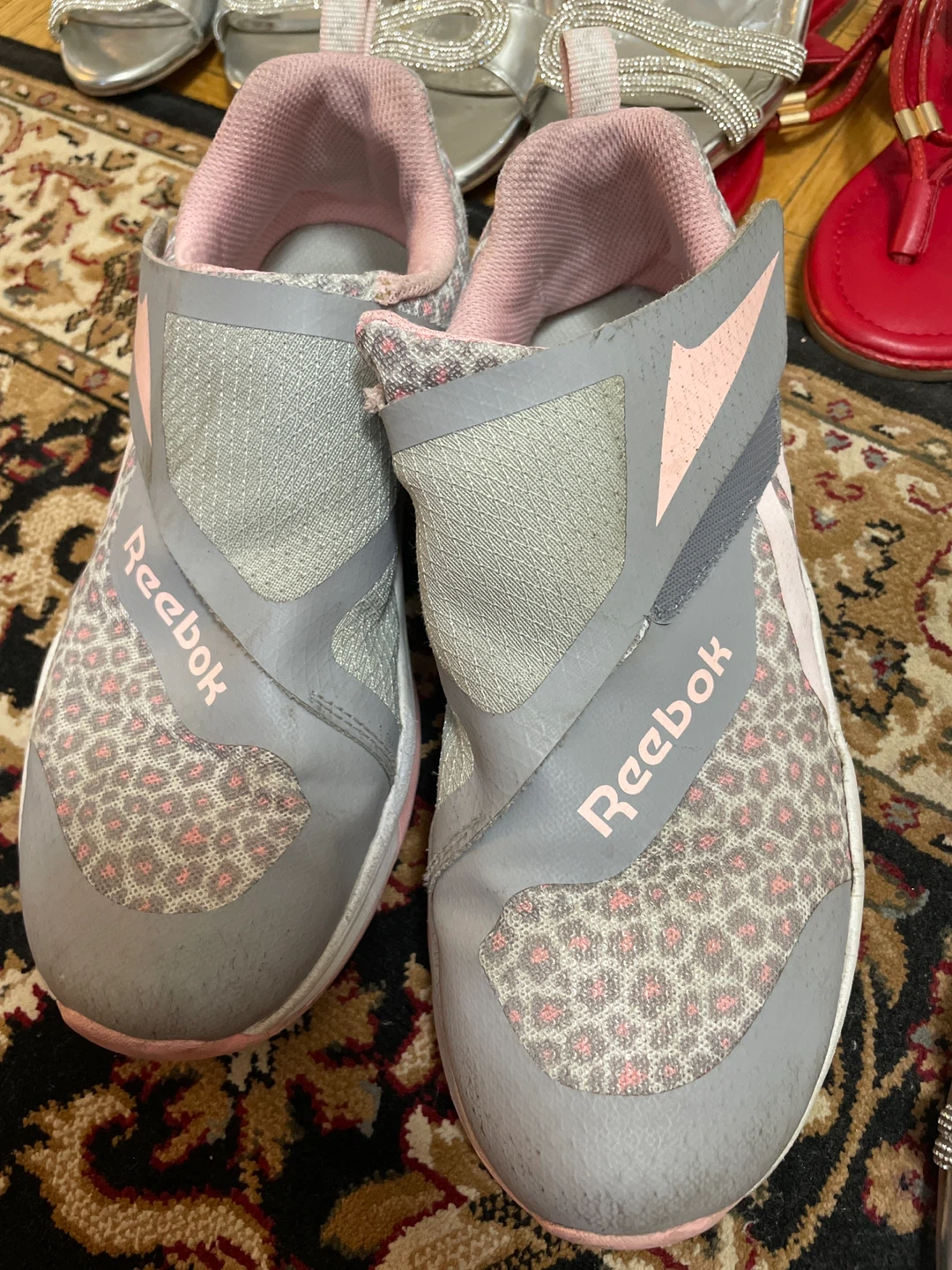 Reebok Grey & Pink Slip-On Sneakers