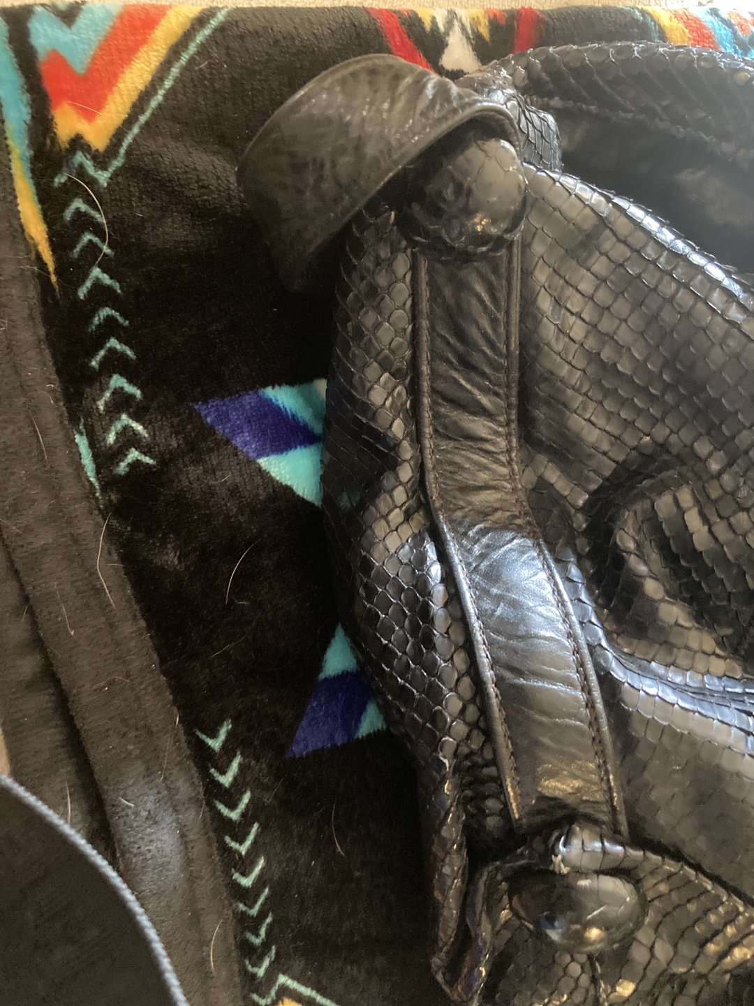 Black Snakeskin Drawstring Bag - photo 5
