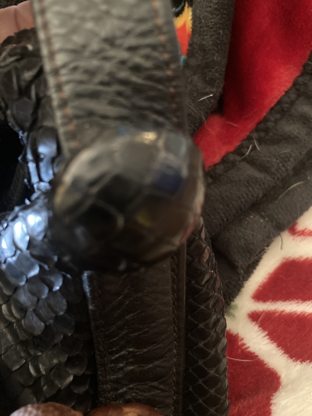 Black Snakeskin Drawstring Bag - photo 3