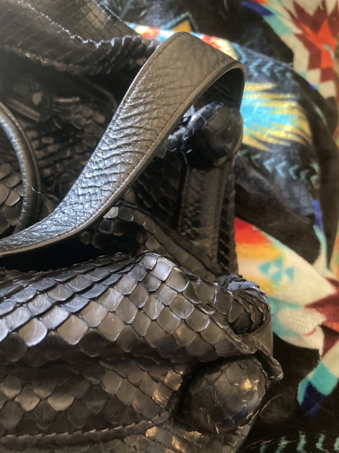 Black Snakeskin Drawstring Bag - photo 4
