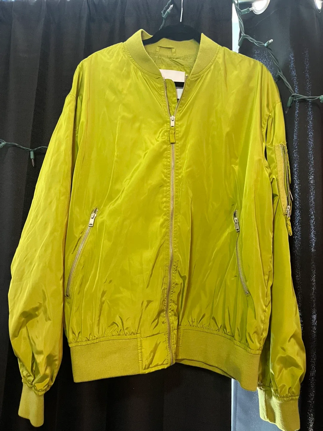 Bershka XL Lime Green Bomber Jacket image indicator(2)