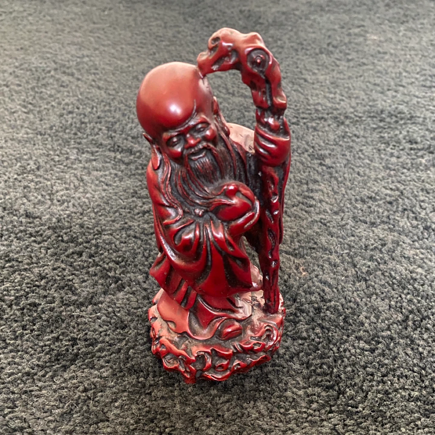 Antique Cinnabar Wise Man 6” Statue