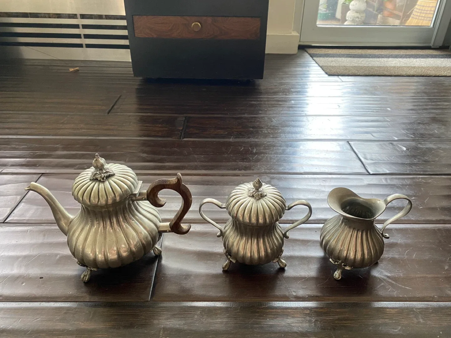 ANTIQUE PEWTER TEA SET - Portugal Fecit VCM image indicator(5)