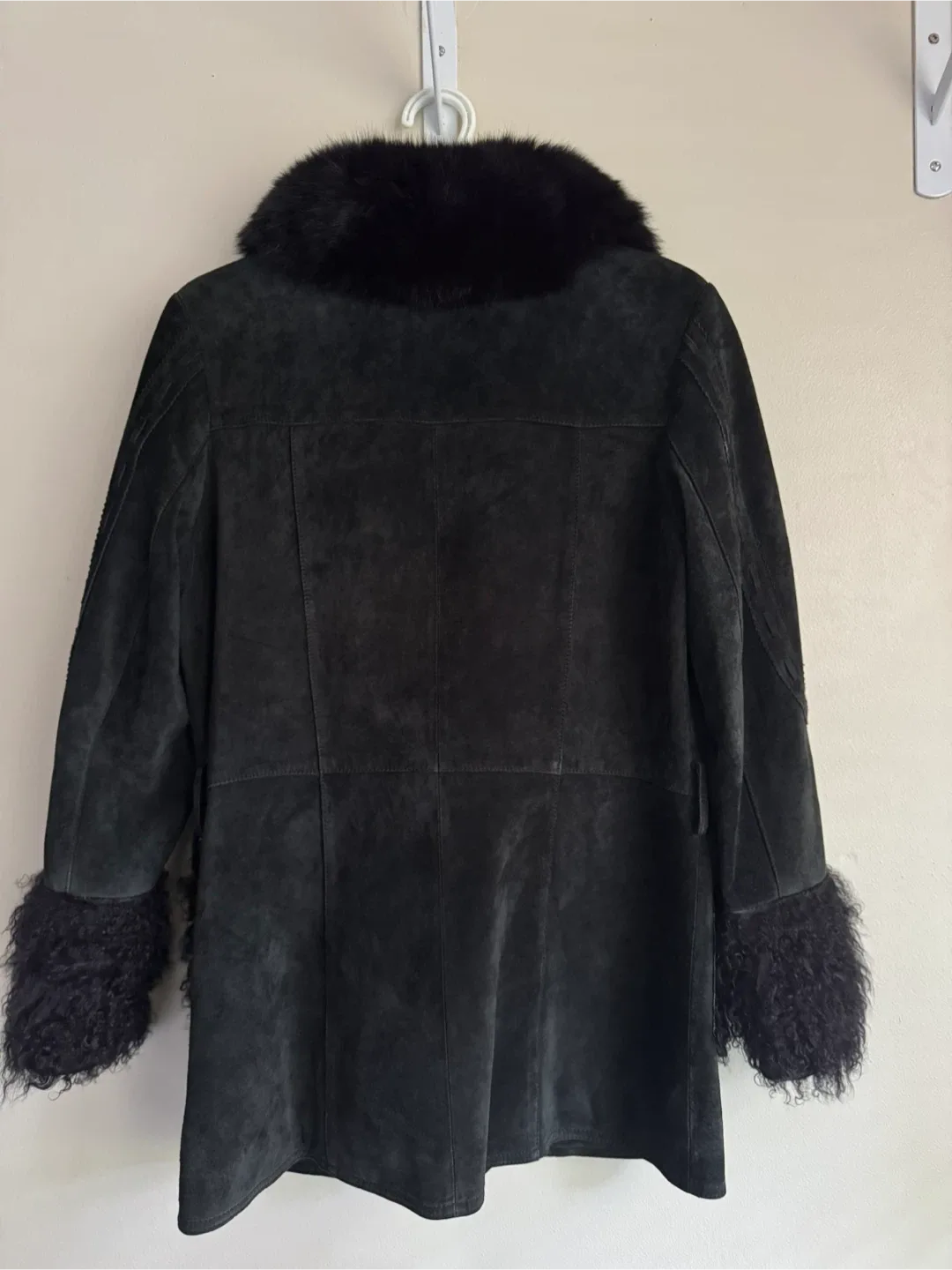 Black Suede & Fur Trim Coat image indicator(2)