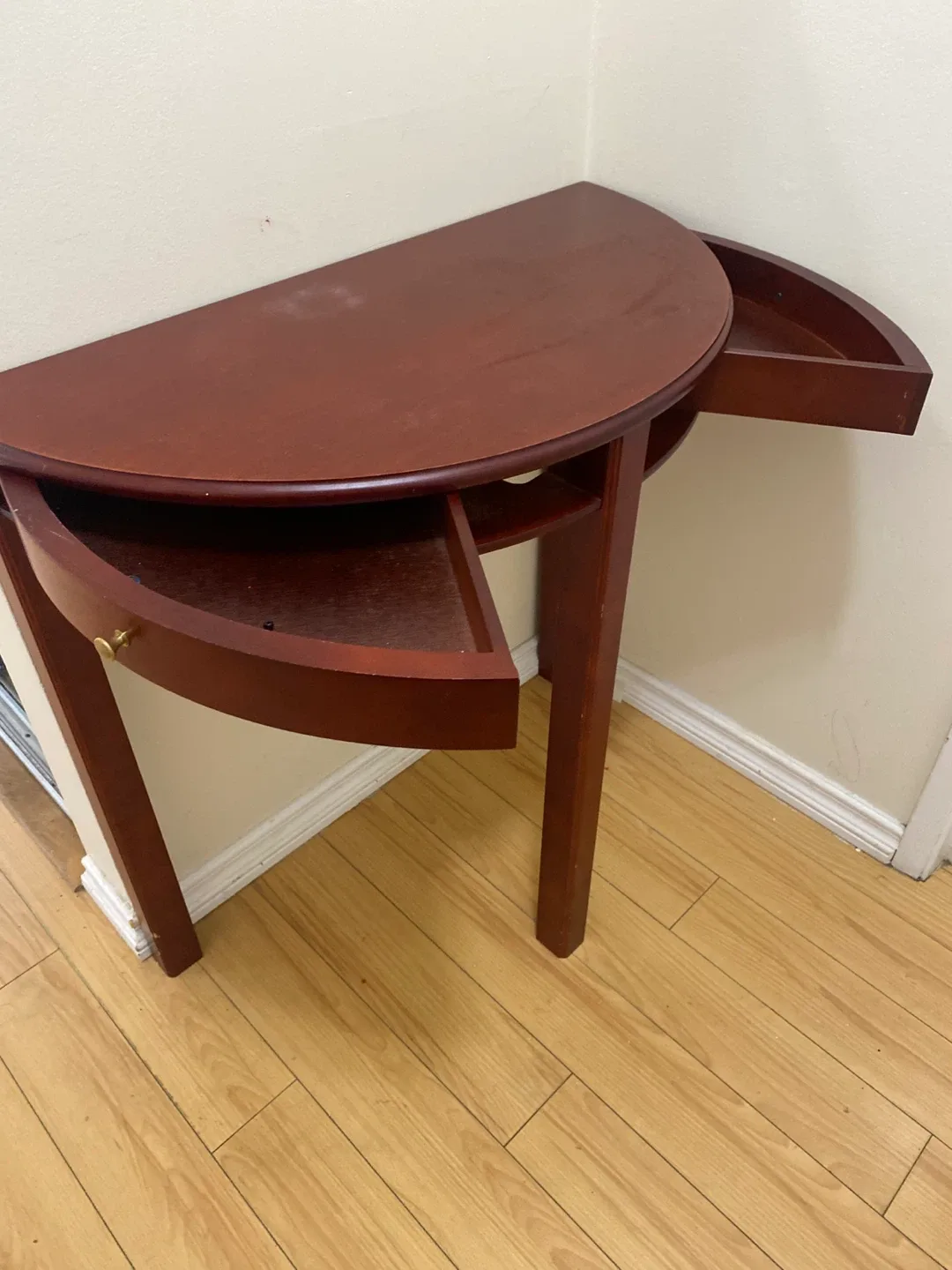 Mahogany Half-Moon Entryway Table thumbnail