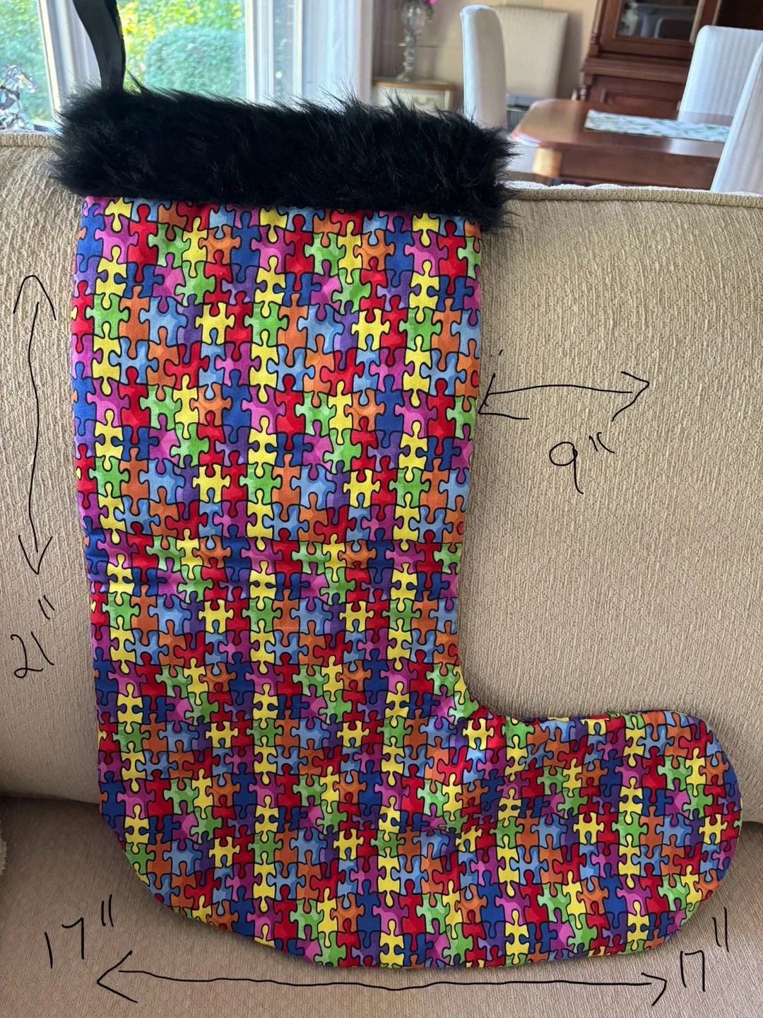 Over Sized Custom Made Xmas Stocking For Puzzle Lovers🥕 image indicator(3)