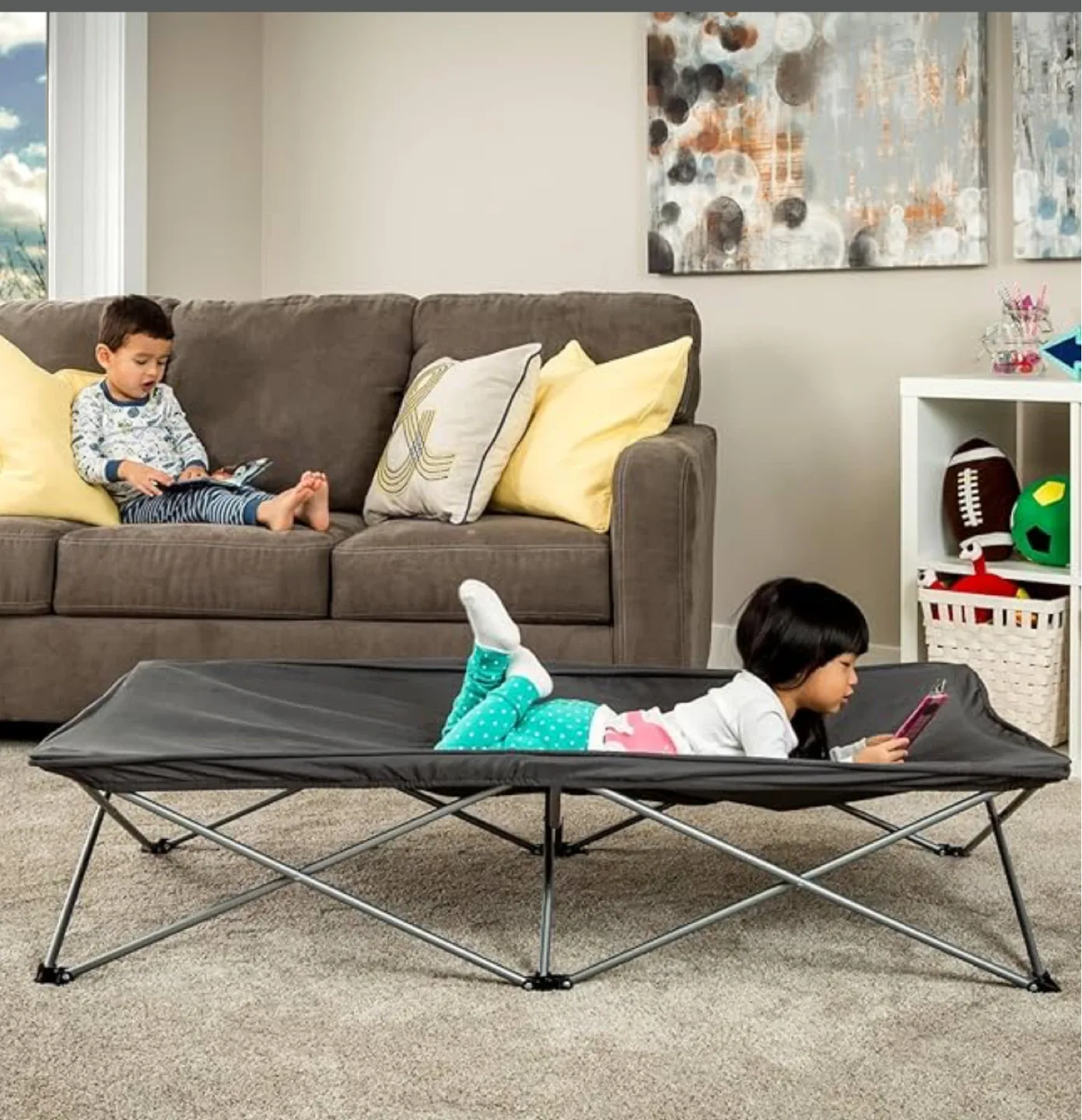Regalo Portable Toddler Bed - Gray thumbnail
