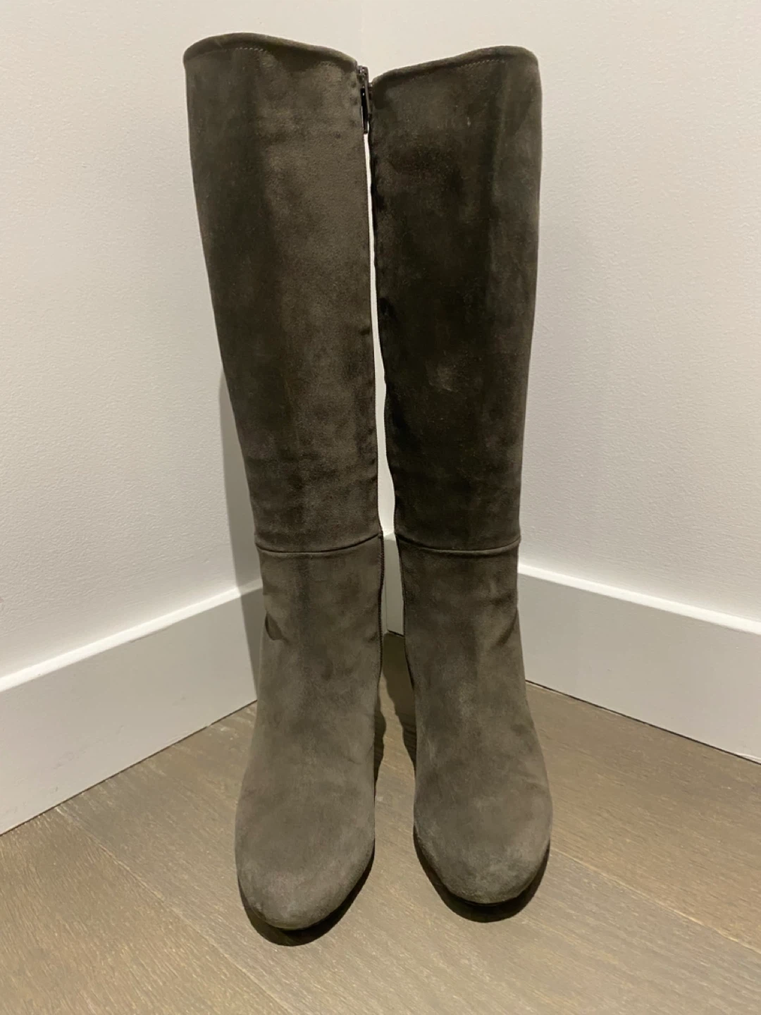 Grey Suede Knee-High Boots - photo 2