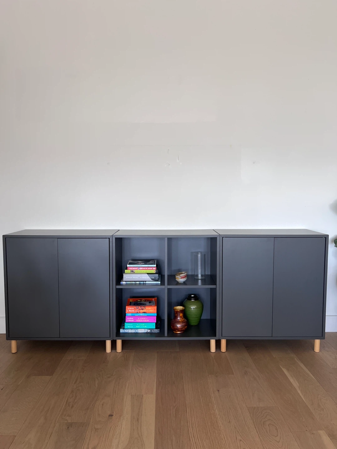 Modern slate grey IKEA EKET cabinets