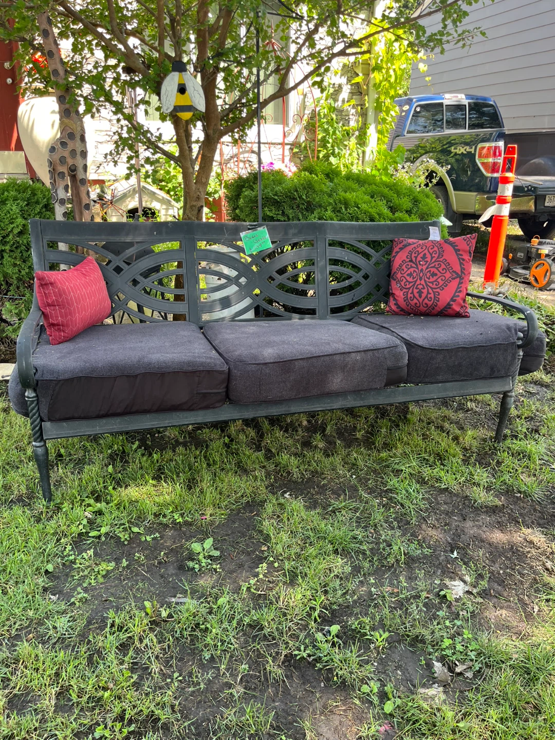 Black Metal Garden Bench - 6ft Long - photo 5