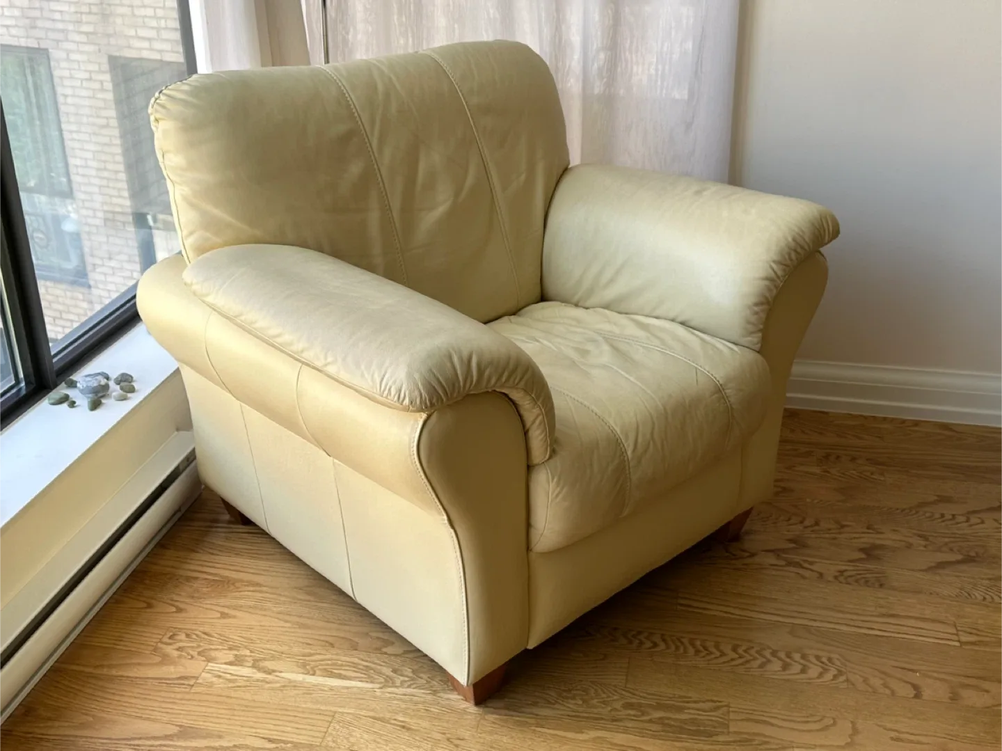 2 All Leather Armchairs - Butter Cream Colour thumbnail