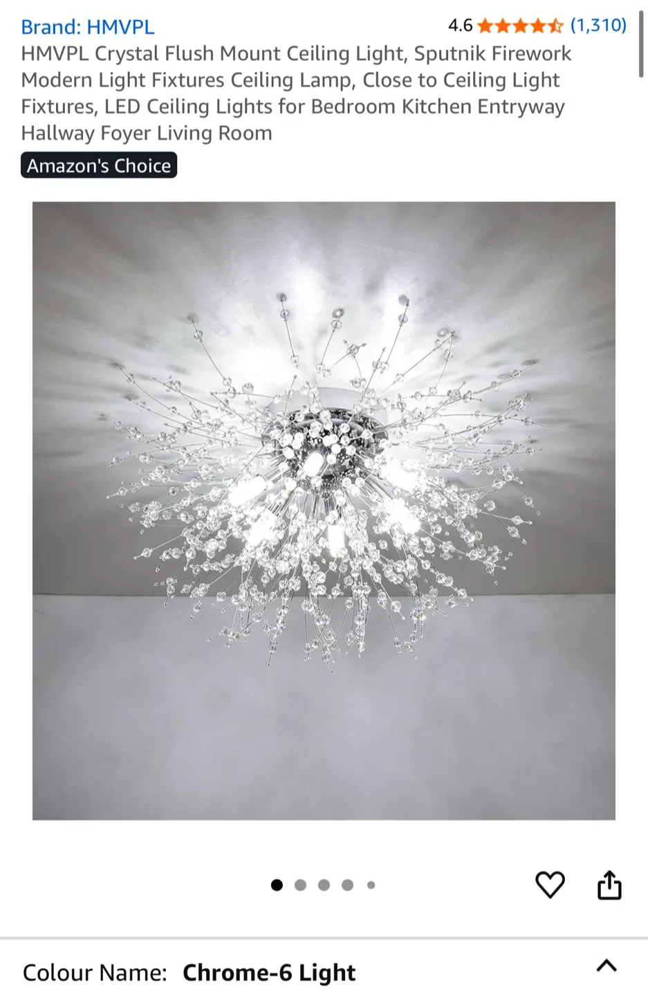 HMPVL Crystal Sputnik Firework Ceiling Light thumbnail