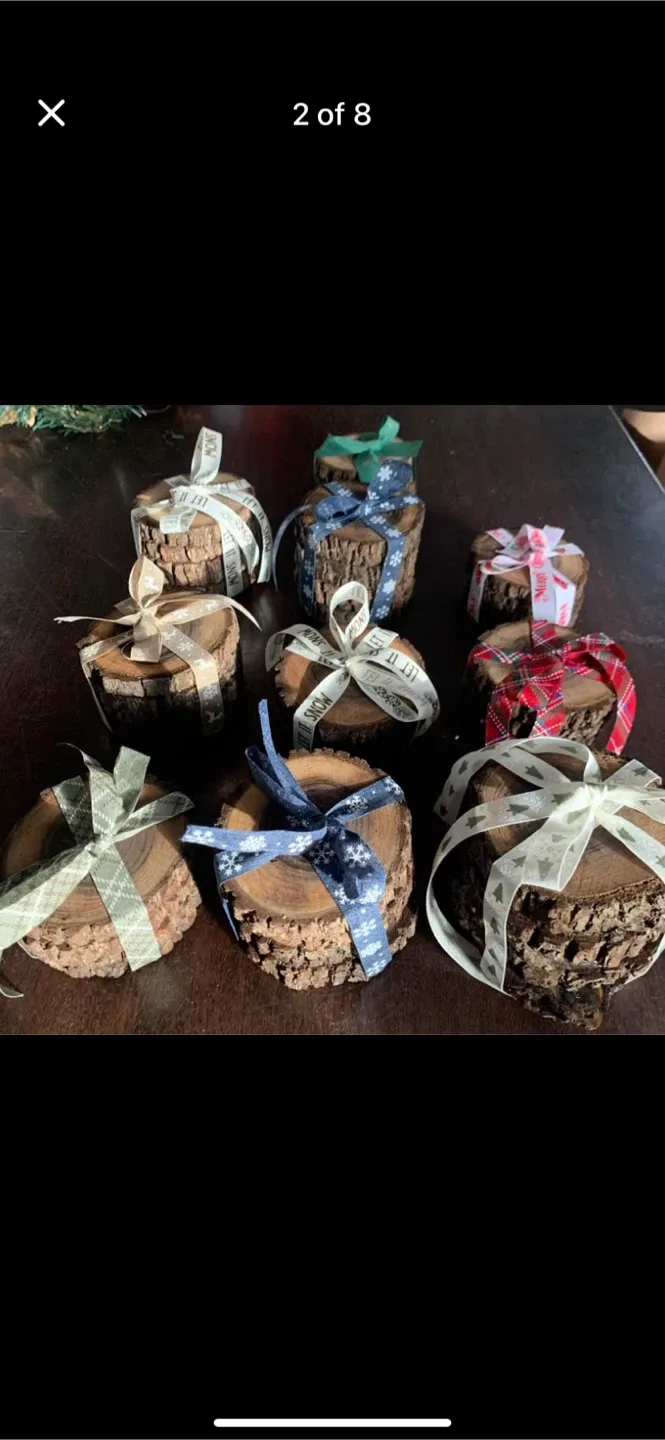 Handmade Wood Slice Christmas coasters image indicator(2)