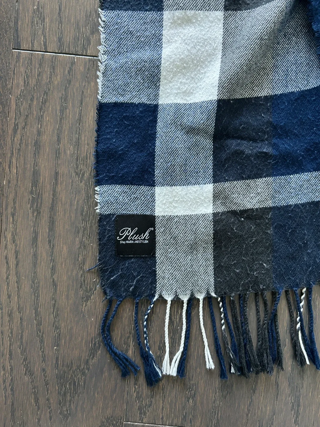 Plush Blue Plaid Scarf image indicator(2)