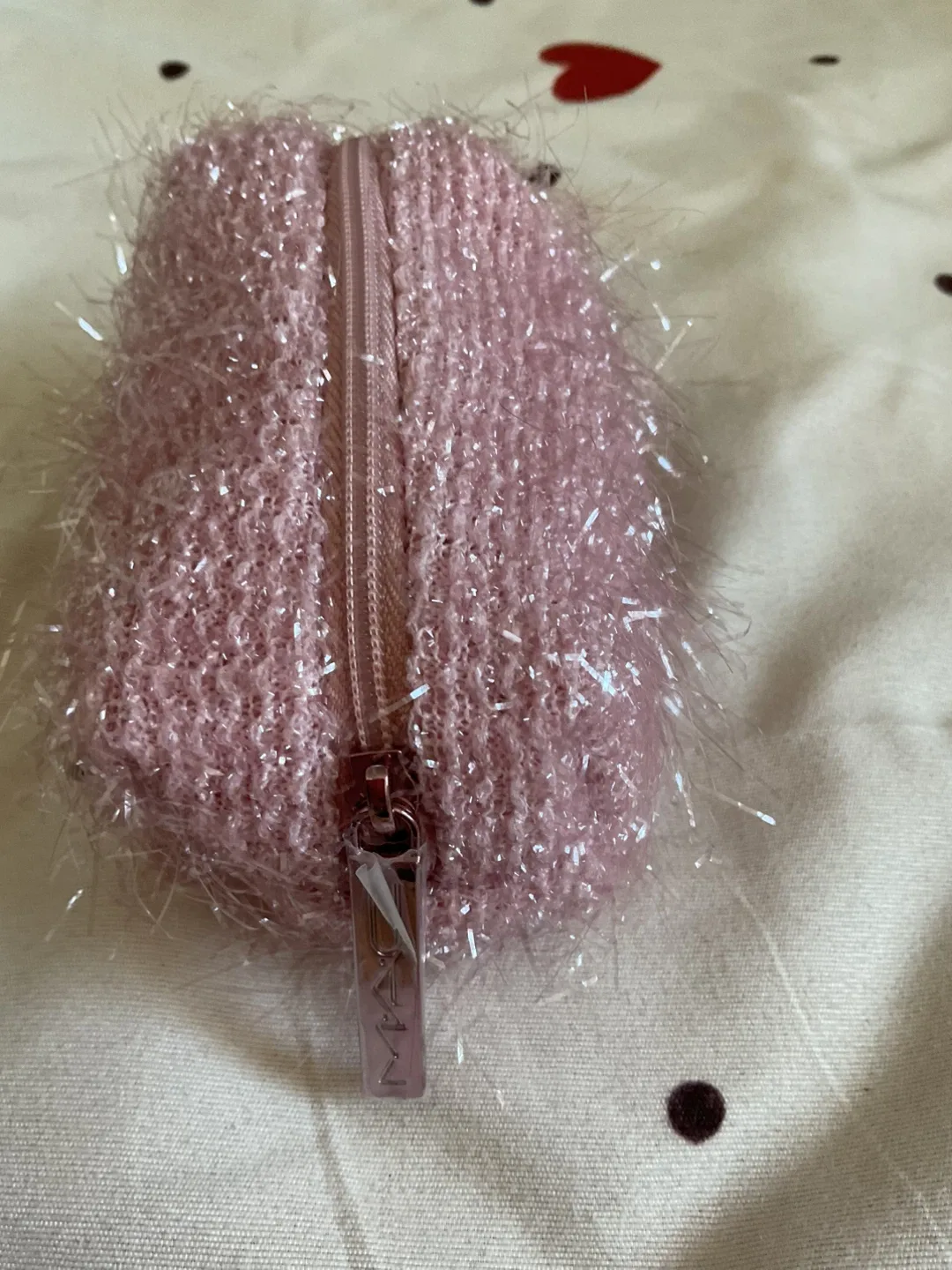 New Ukan Pink Fuzzy Cosmetic Bag thumbnail