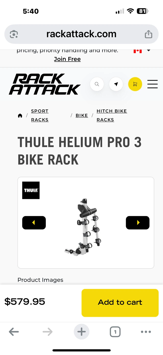 Thule Helium Pro 3 Bike Rack