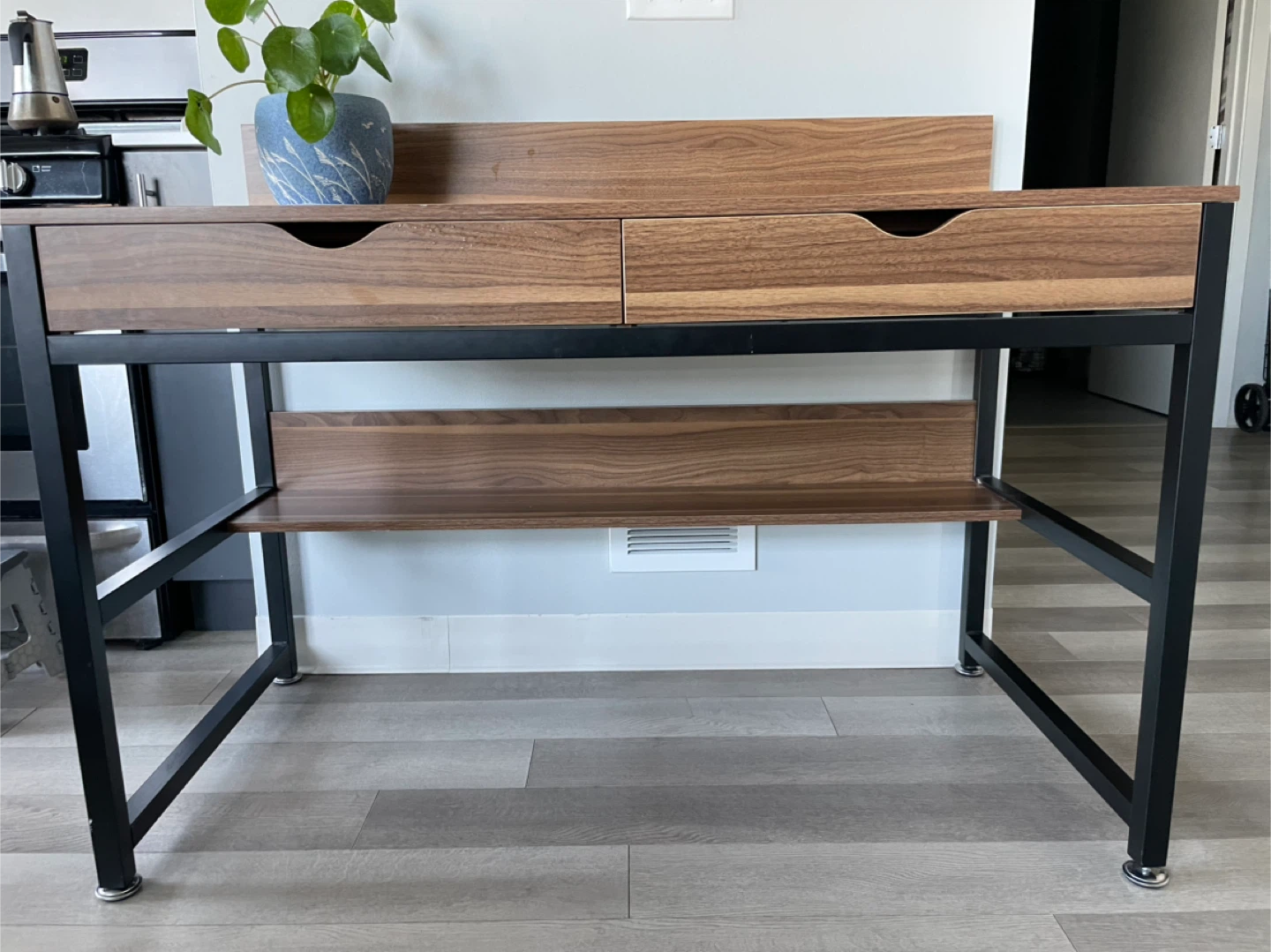 Walnut & Black Desk with Drawers - photo 4