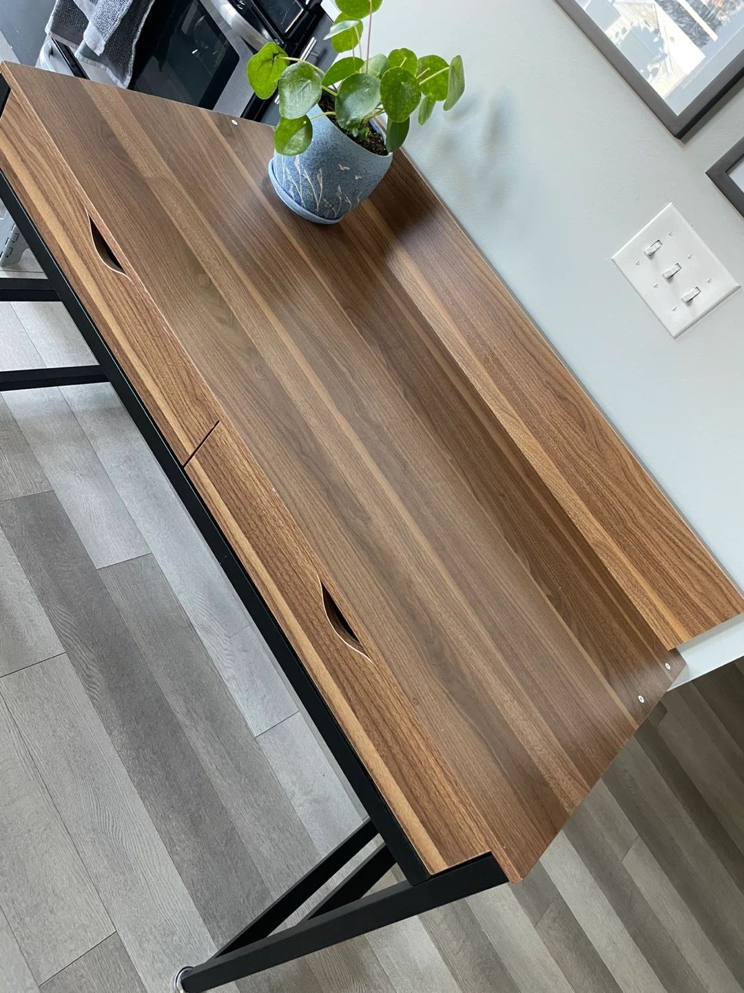 Walnut & Black Desk with Drawers - photo 2