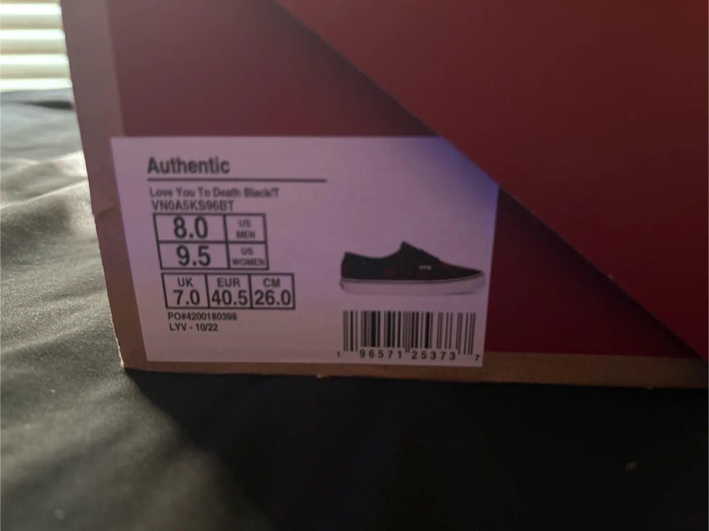 Vans Authentic Love You To Death Black/T Size 8.0 image indicator(3)