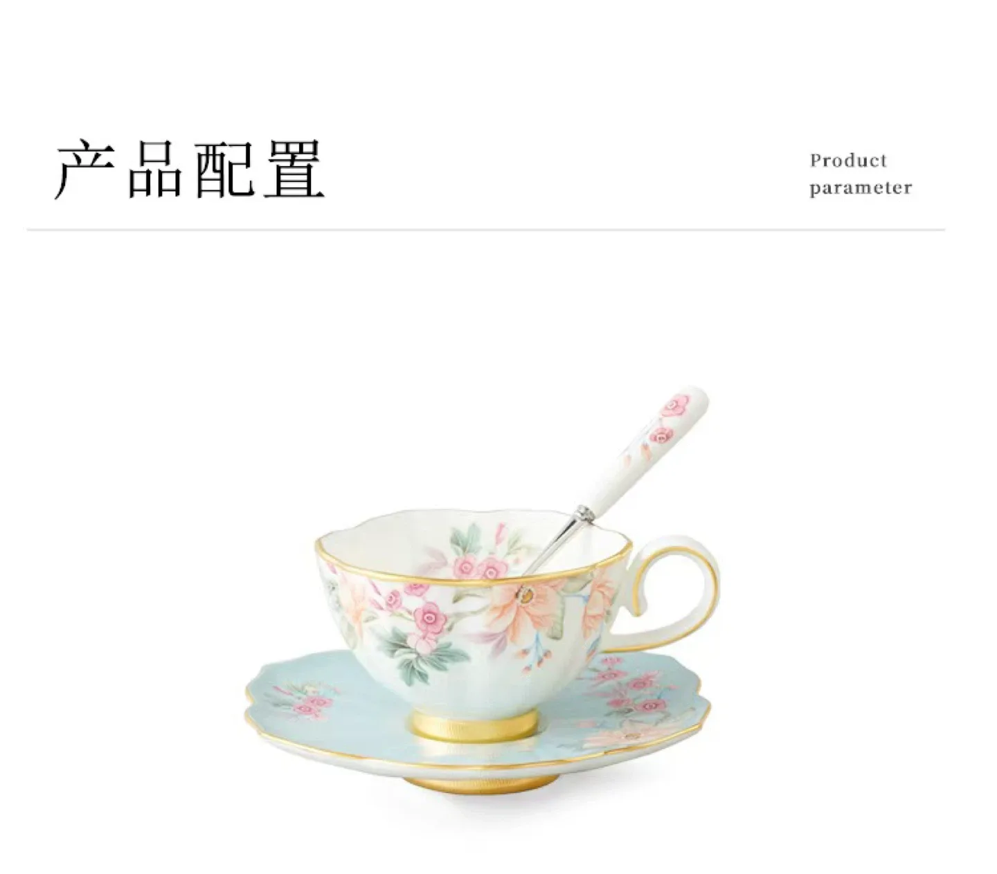 Floral Tea Cup and Saucer Set. Hand made hand draw with gold image indicator(7)