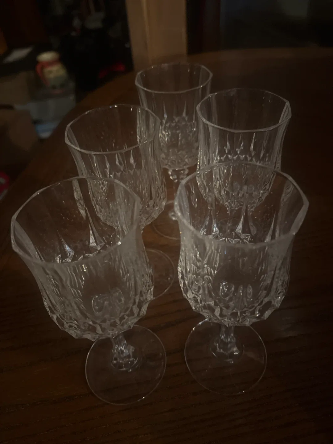 Set of 5 Clear Crystal Wine Glasses thumbnail