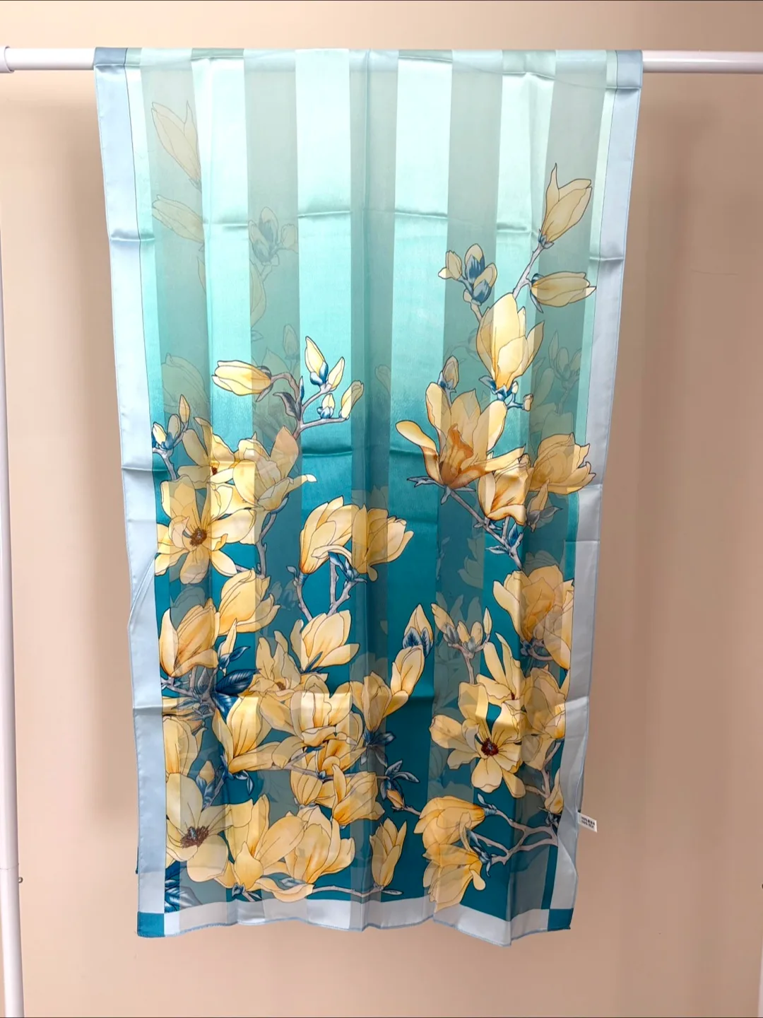 Long Floral 100% Silk Scarf - New Condition thumbnail