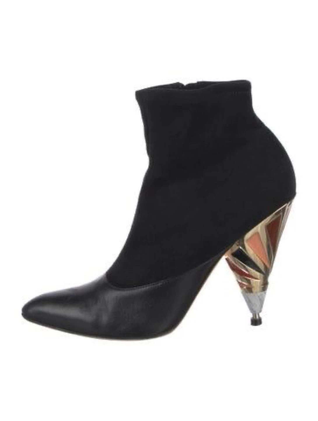 Givenchy Suede Enamel-Heel Ankle Boots Black Size 36