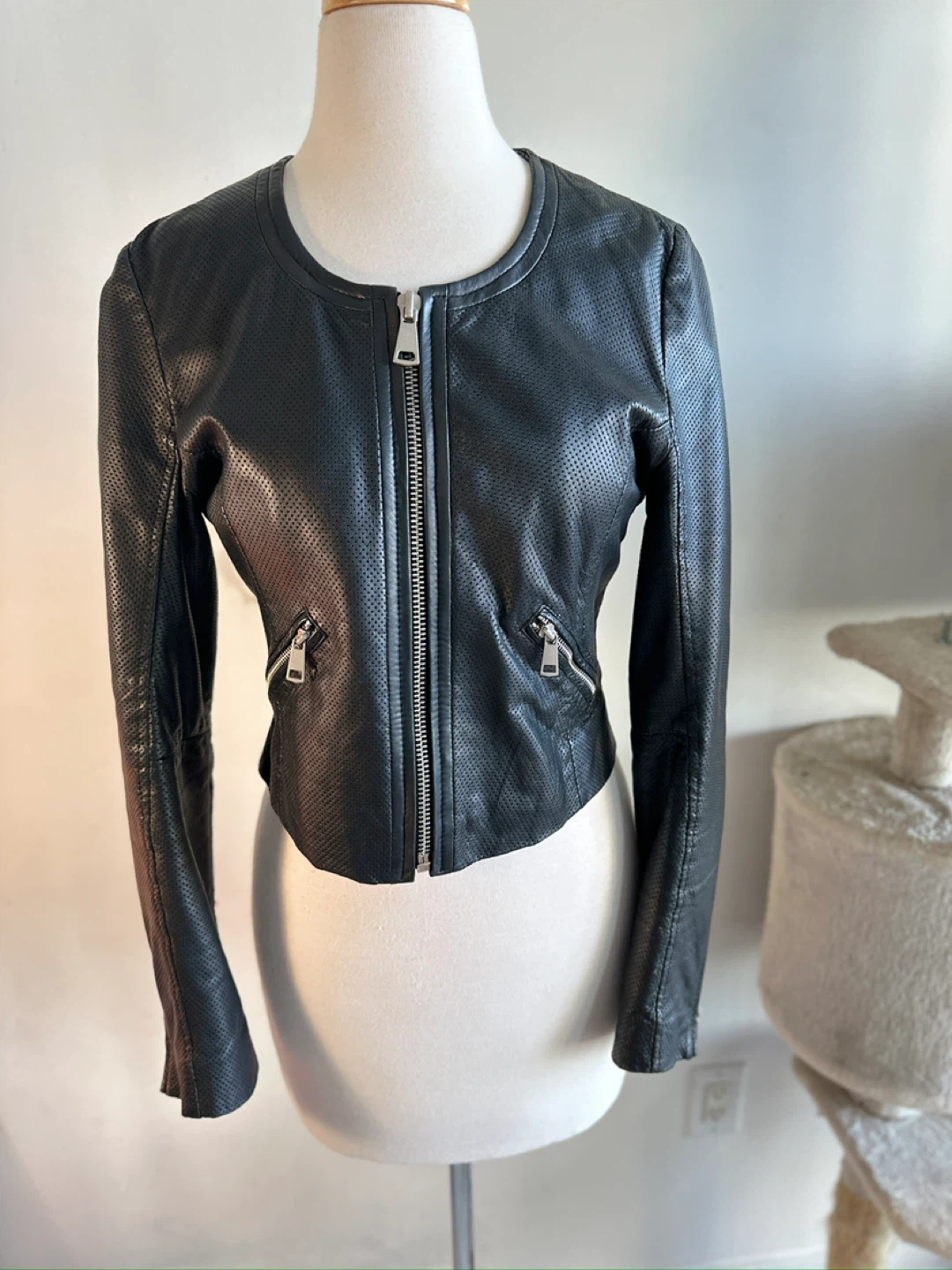 Authentic lamb skin proffered leather jacket