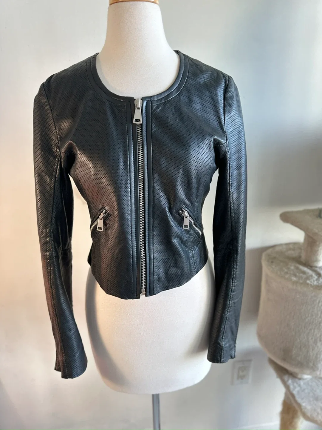 Authentic lamb skin proffered leather jacket thumbnail