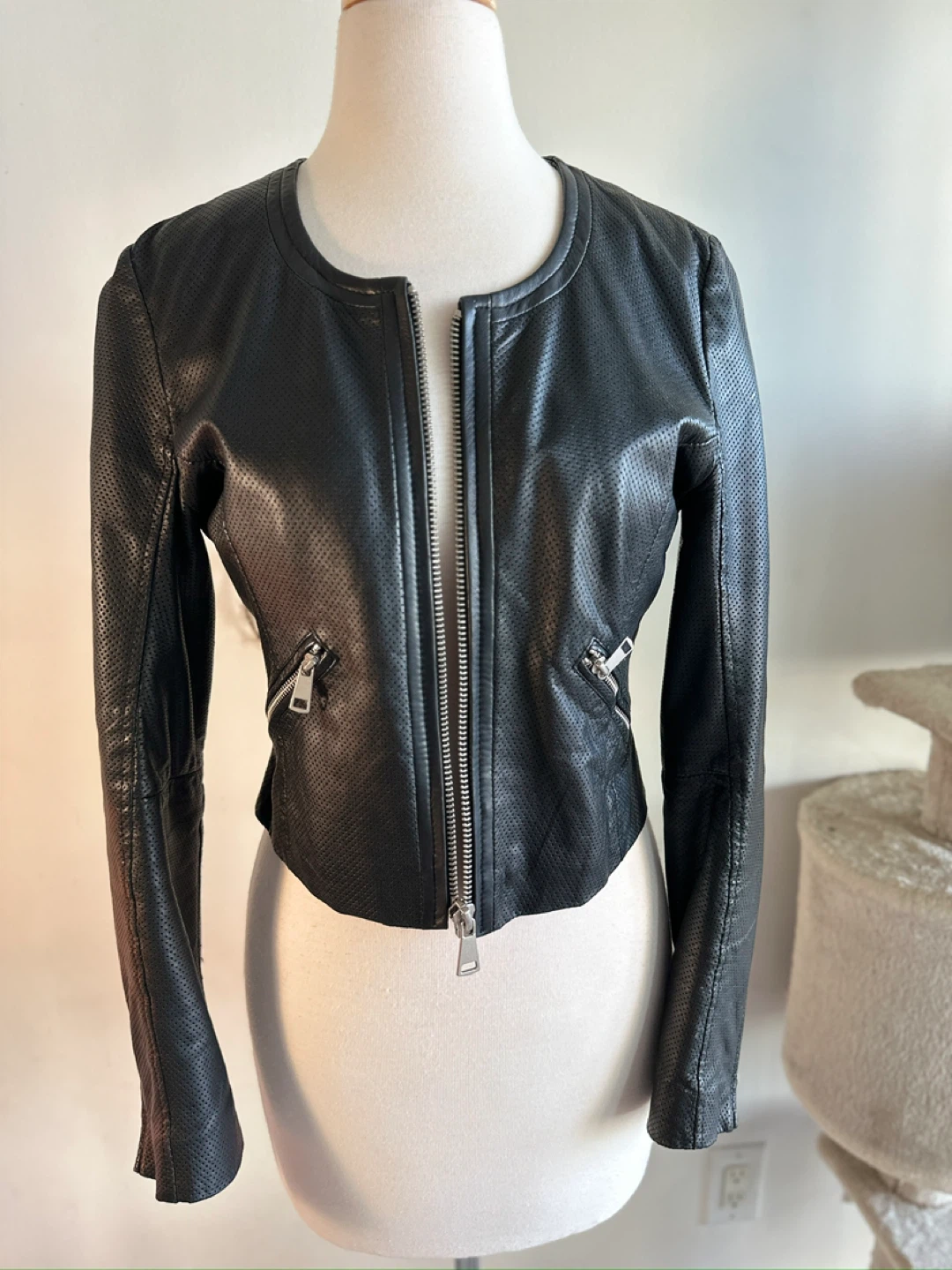 Authentic lamb skin proffered leather jacket - photo 2