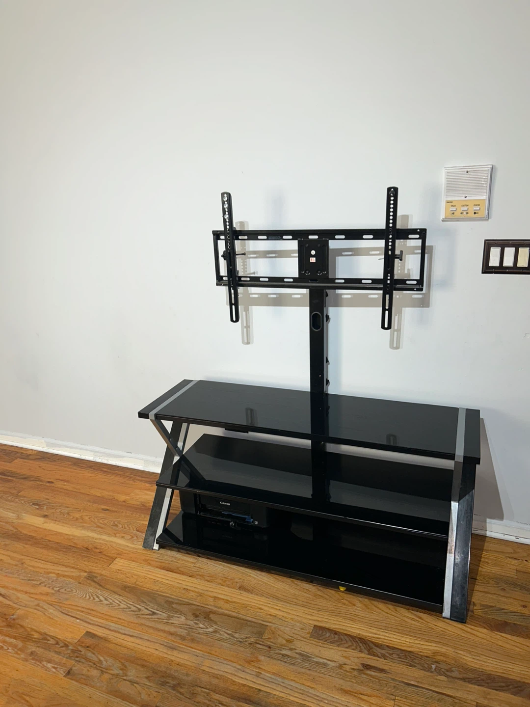 Black Glass TV Stand with Mount