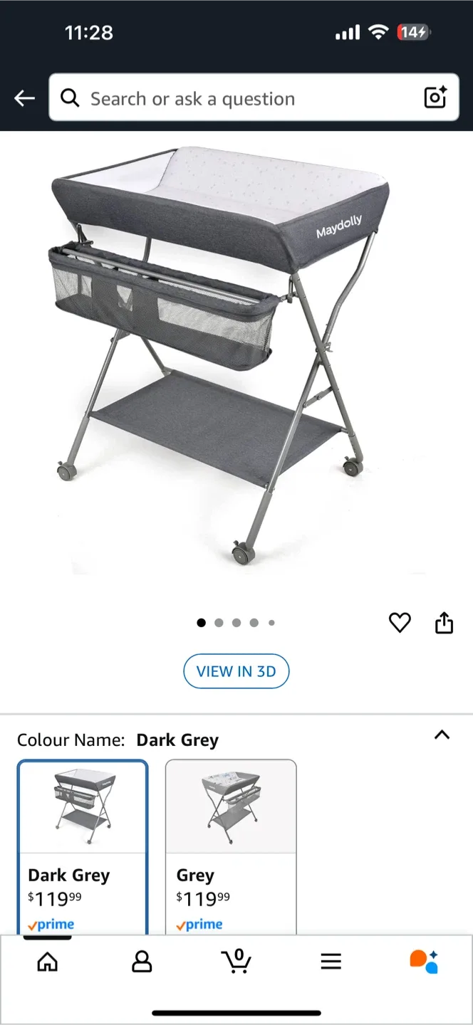 Maydolly Baby Changing Table - Dark Grey thumbnail