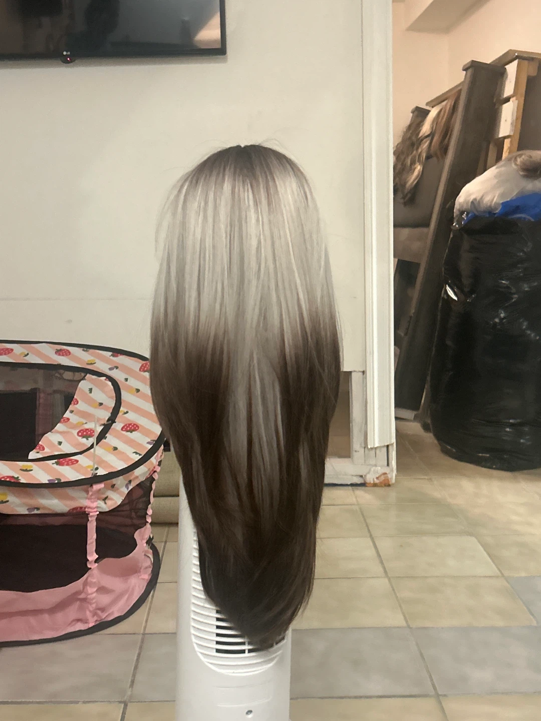 Brown to Silver Ombre Wig