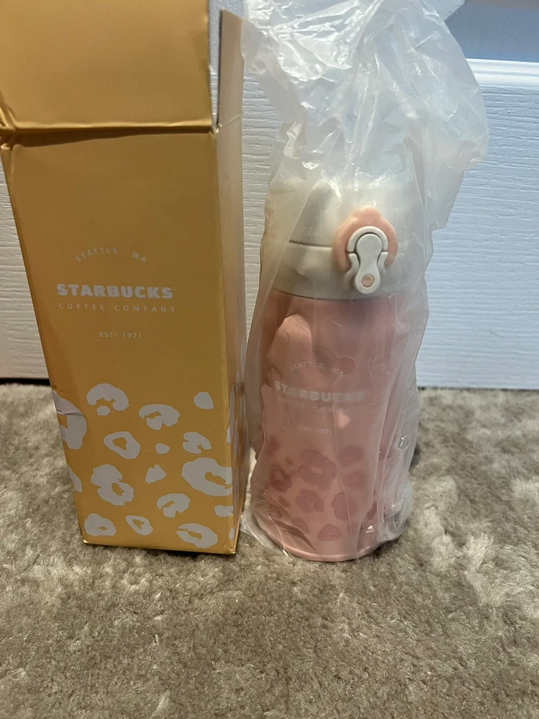 Starbucks Thermos Pink Leopard Print thumbnail