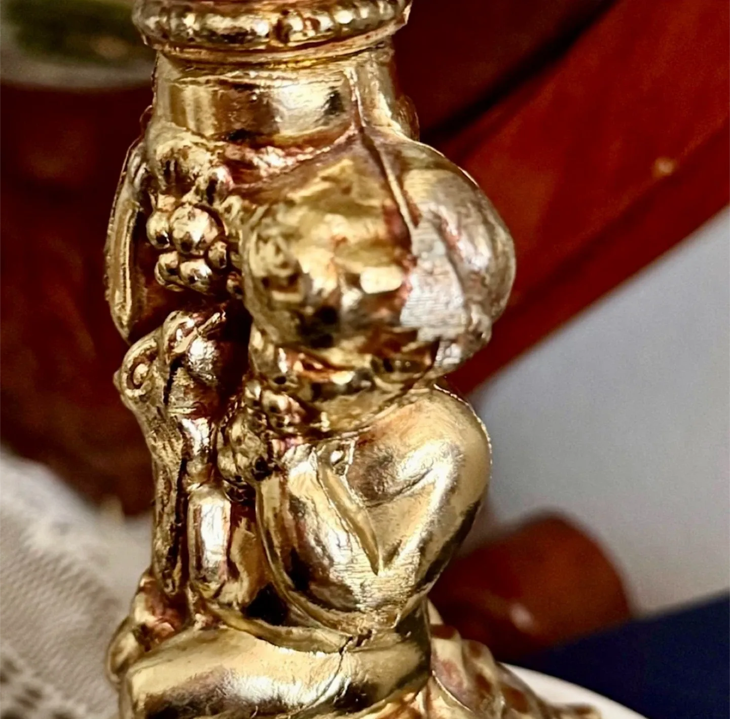 Vintage Hollwood Regency Cherub Angel Small Lamp - Marble Base image indicator(6)