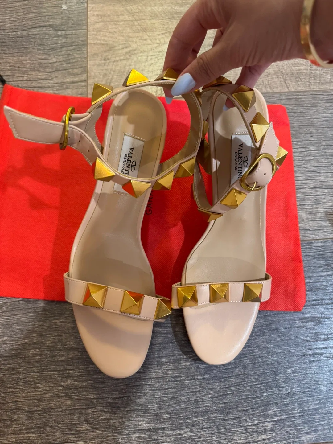 Nude Rockstud Sandals, Size 39 image indicator(5)
