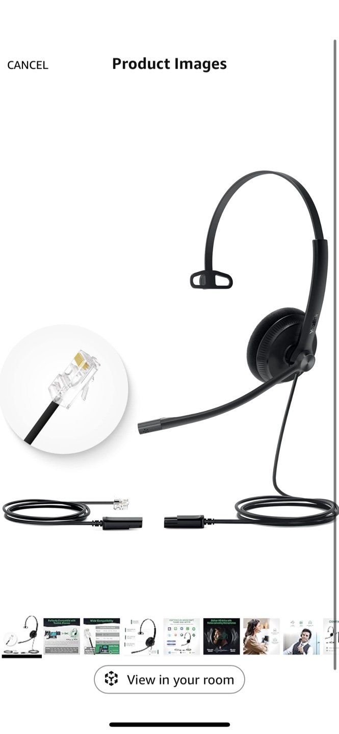 Phone Headsets for Office Lite QD to RJ9 Wired Headse