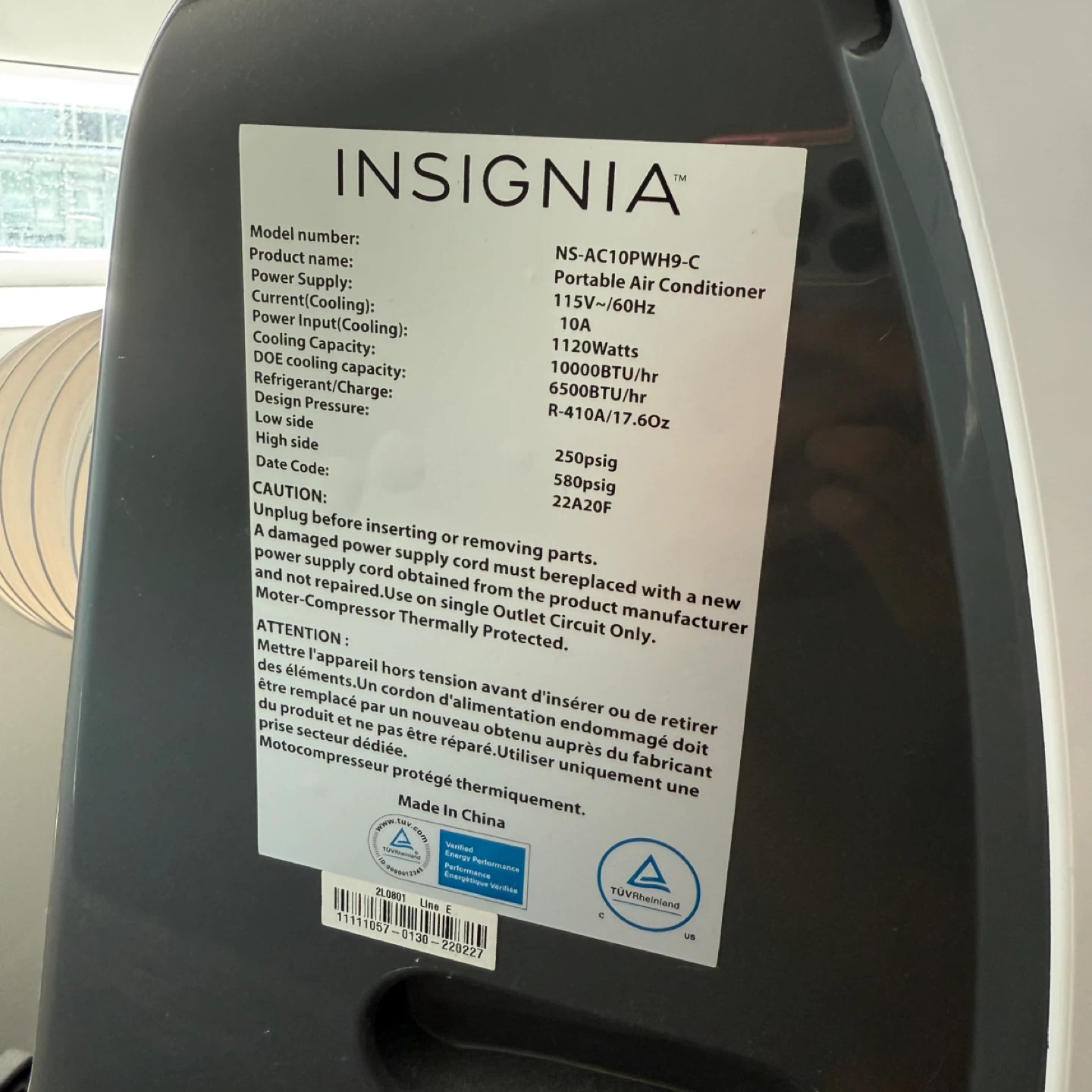 10,000 BTU Insignia Portable Air Conditioner - photo 2