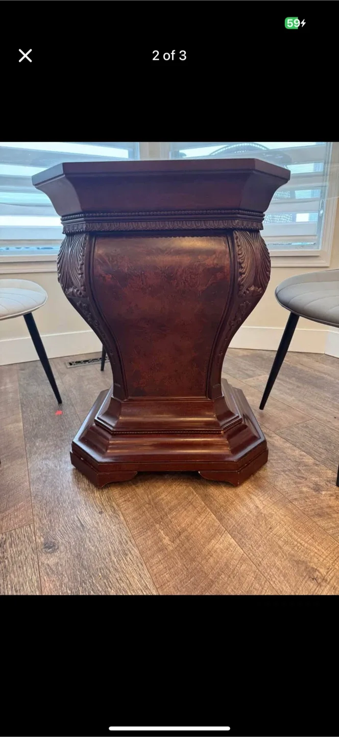 Round Glass Top Dining Table with Wood Pedestal Base image indicator(2)