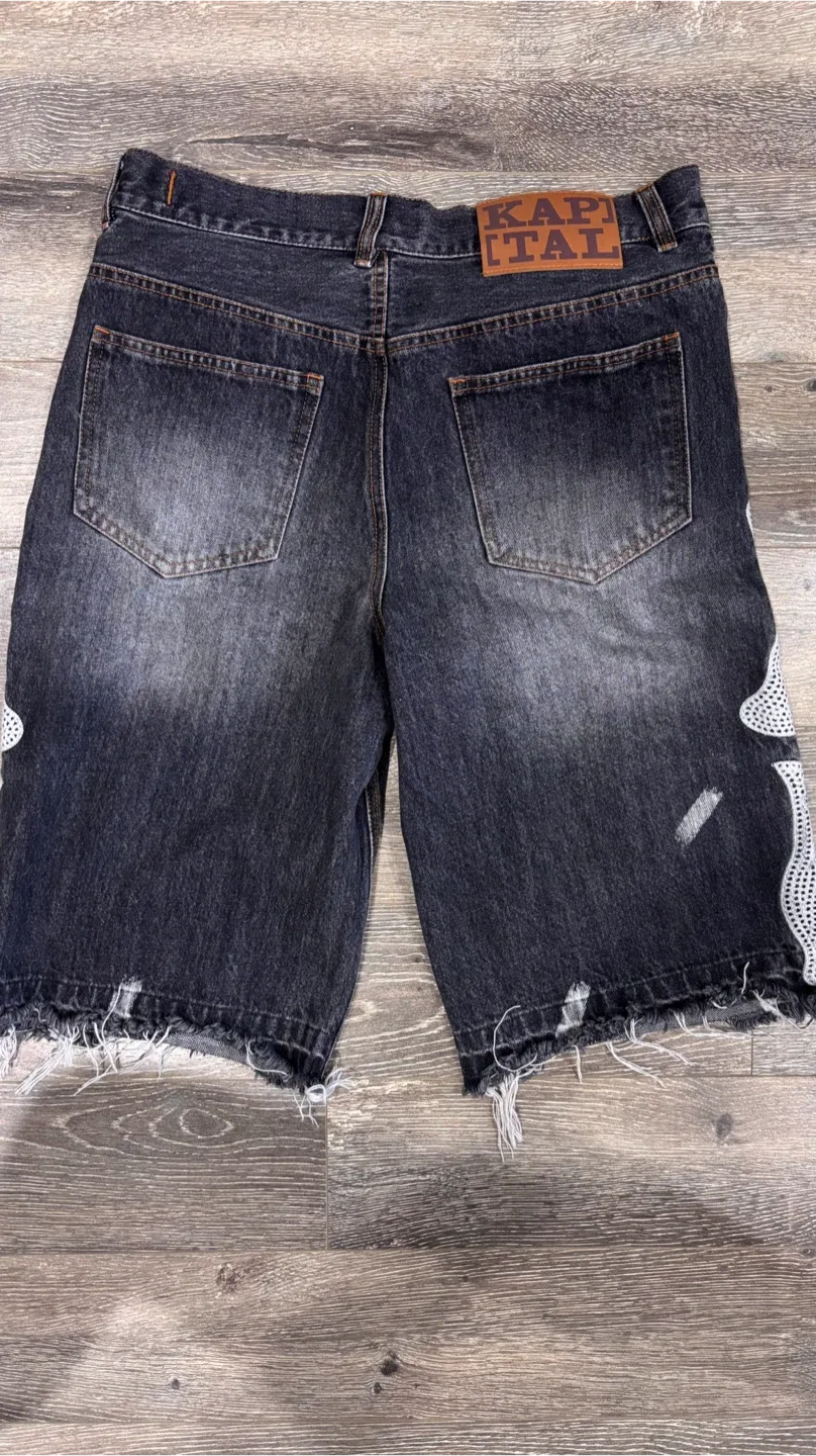 Kapital Denim Shorts with Skeleton Print image indicator(3)