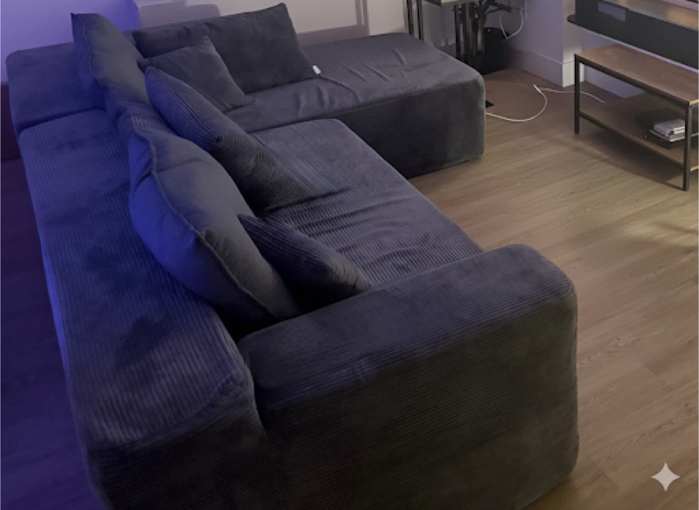 Corduroy Sectional Sofa - Gray