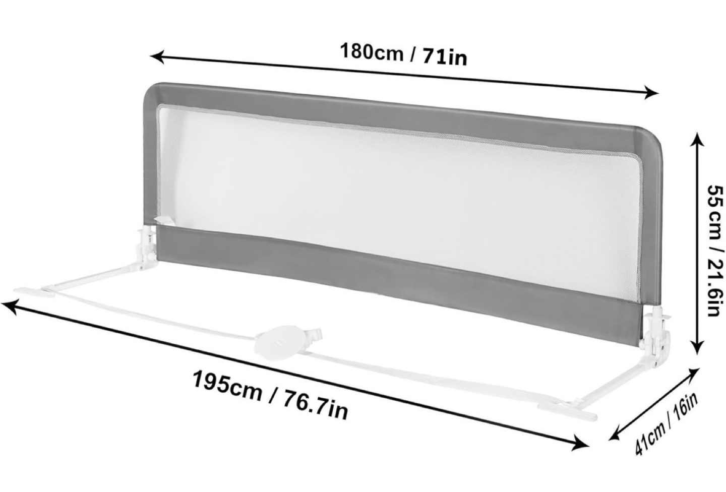 LIVINGbasics Bed Rail - Grey, 71 inches - photo 3