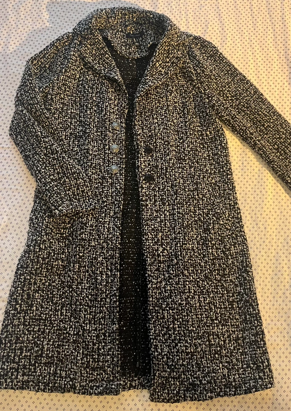 New Look - Black/Grey Textured Coat – Size Small