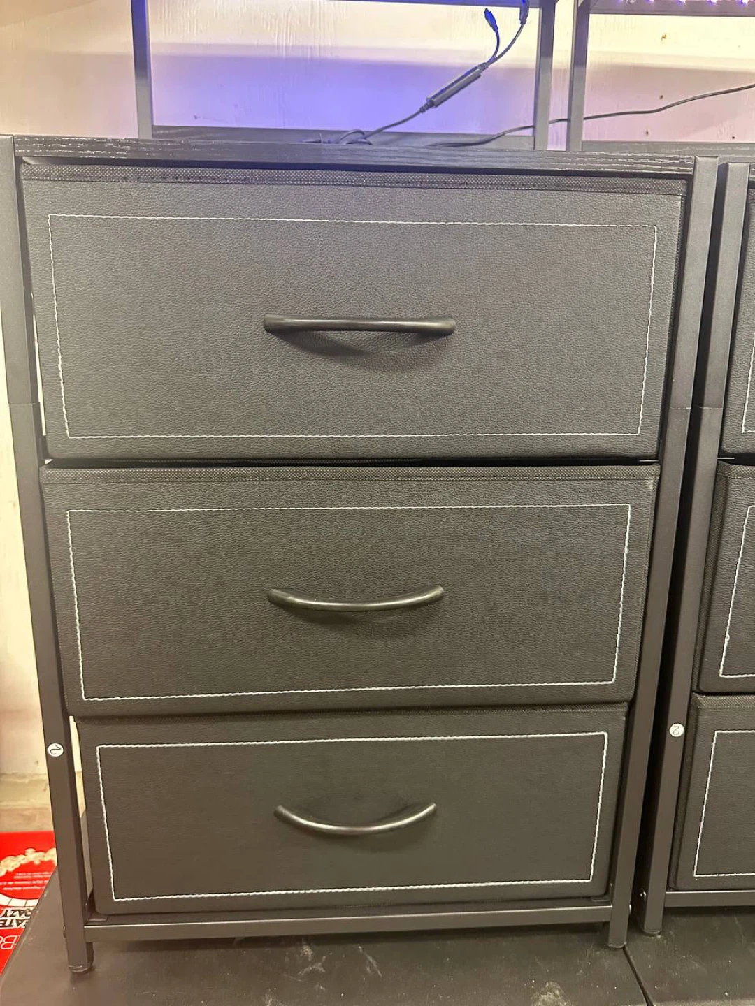 Black Nightstands with LED Light & USB Ports - Pair - photo 2